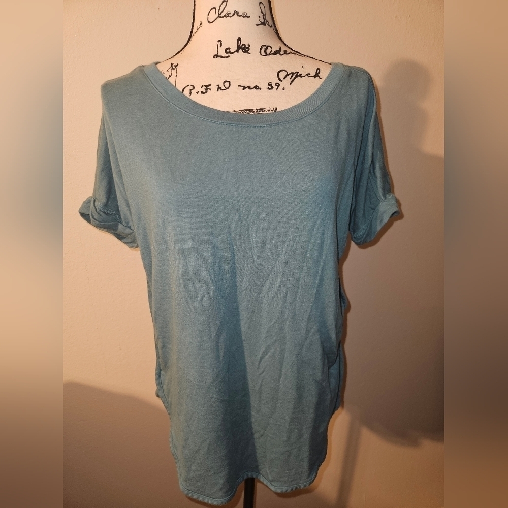 Matty M Womans Blue Short Sleeve Blouse Size M